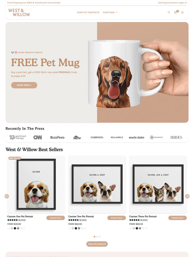 west and willow  Custom Built  Shopify Theme