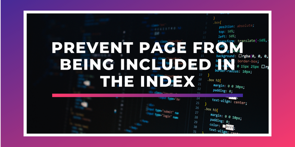 Prevent page from being included in the index