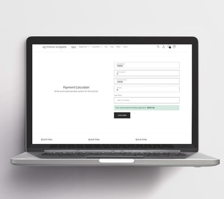 Payment  Calculator Snippet For Dawn Theme