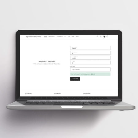 Payment  Calculator Snippet For Dawn Theme